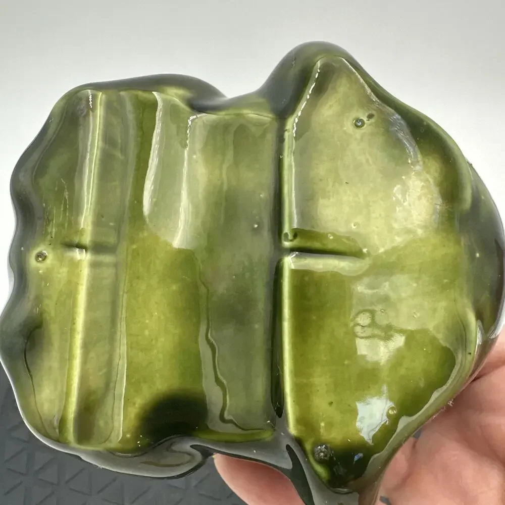 Vintage Ceramic Wide Mouth Green Frog Kitchen Sponge Holder Art Pottery
